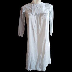 Vintage Women's XS Nightgown Blue Lace Long Sleeve 1970's Cottage Granny USA